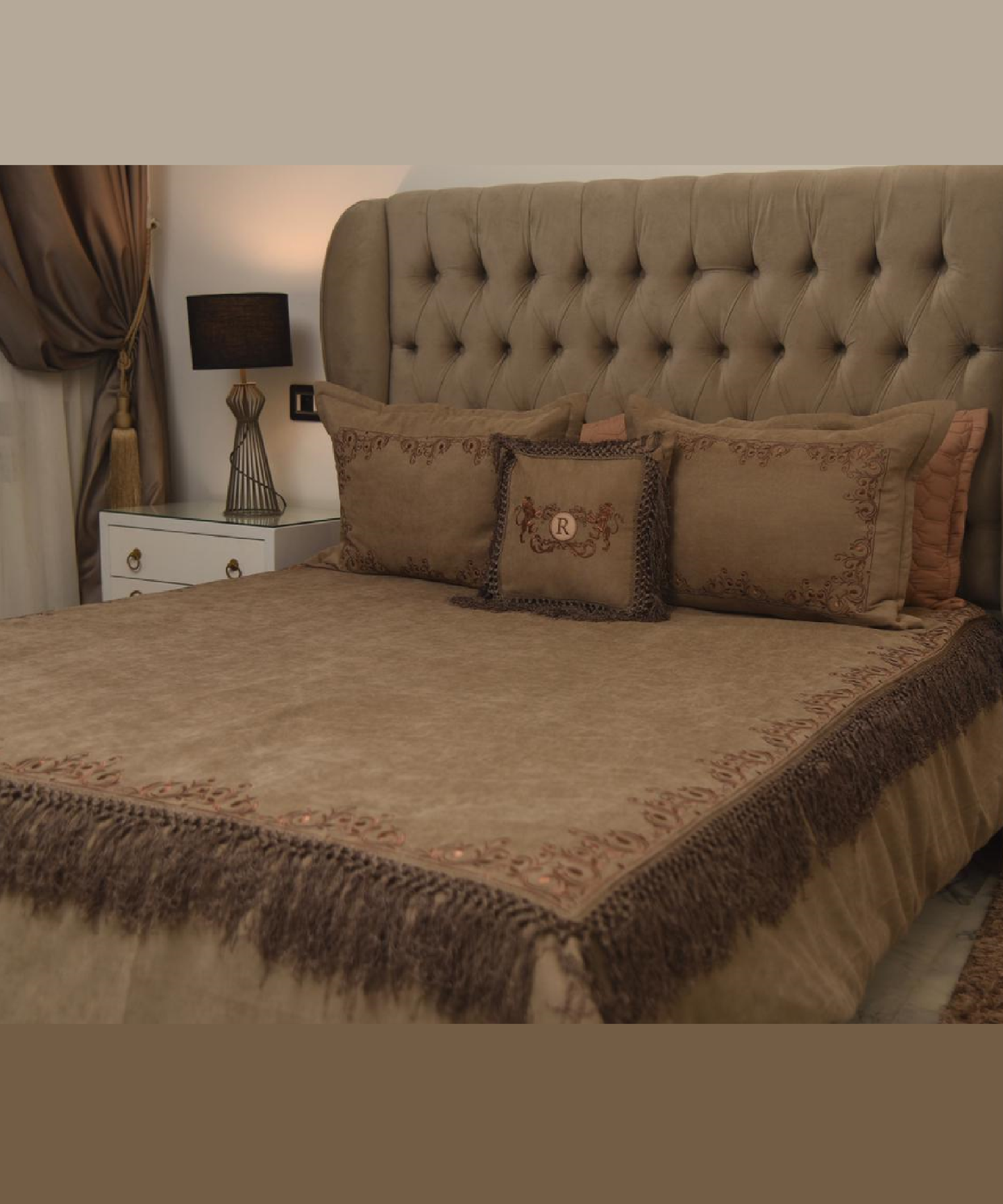 Couvre lit matelassé de 4 pièces en Velours de laine