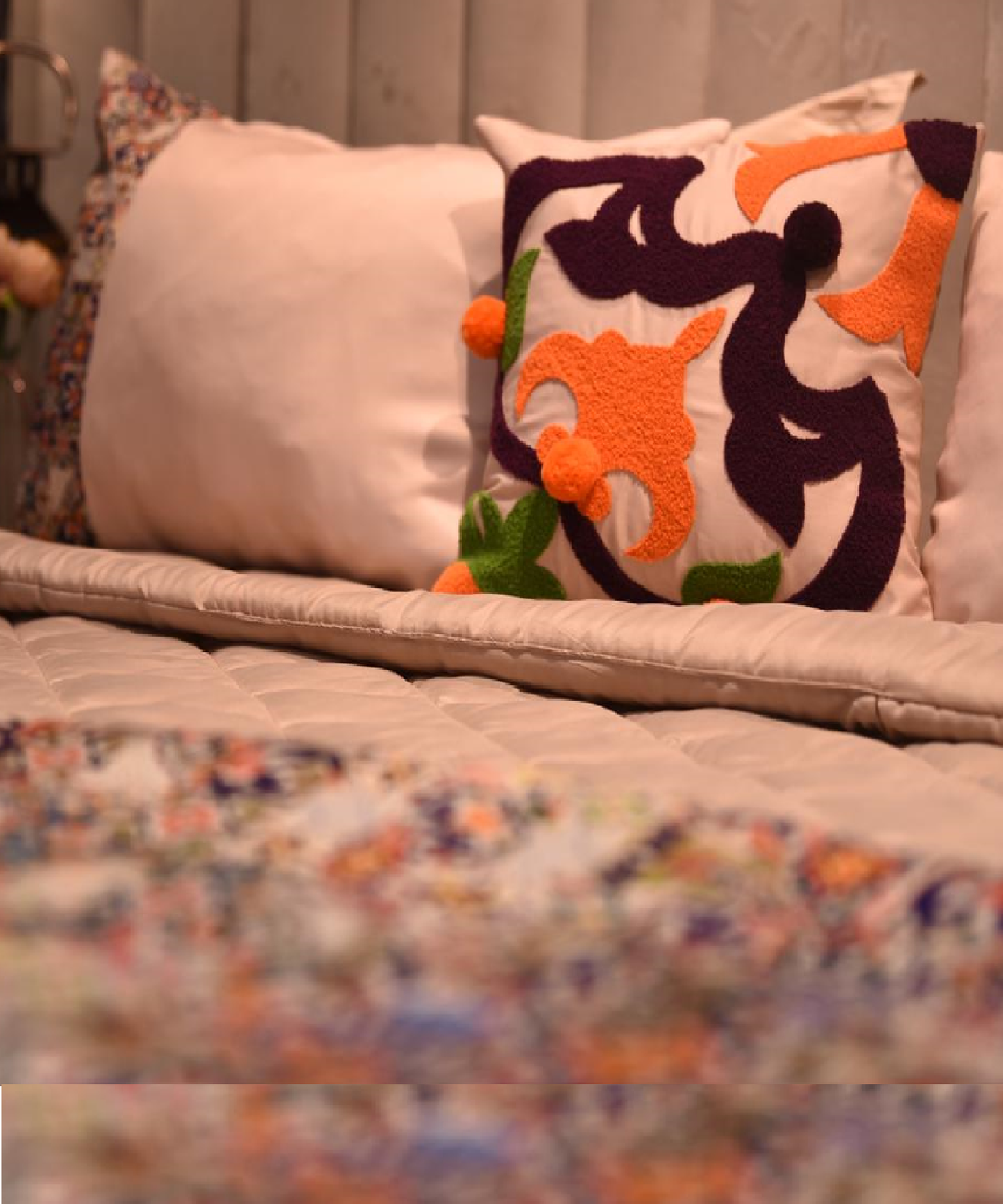 Parure de lit 5 pièces à motif imprimé arabesque