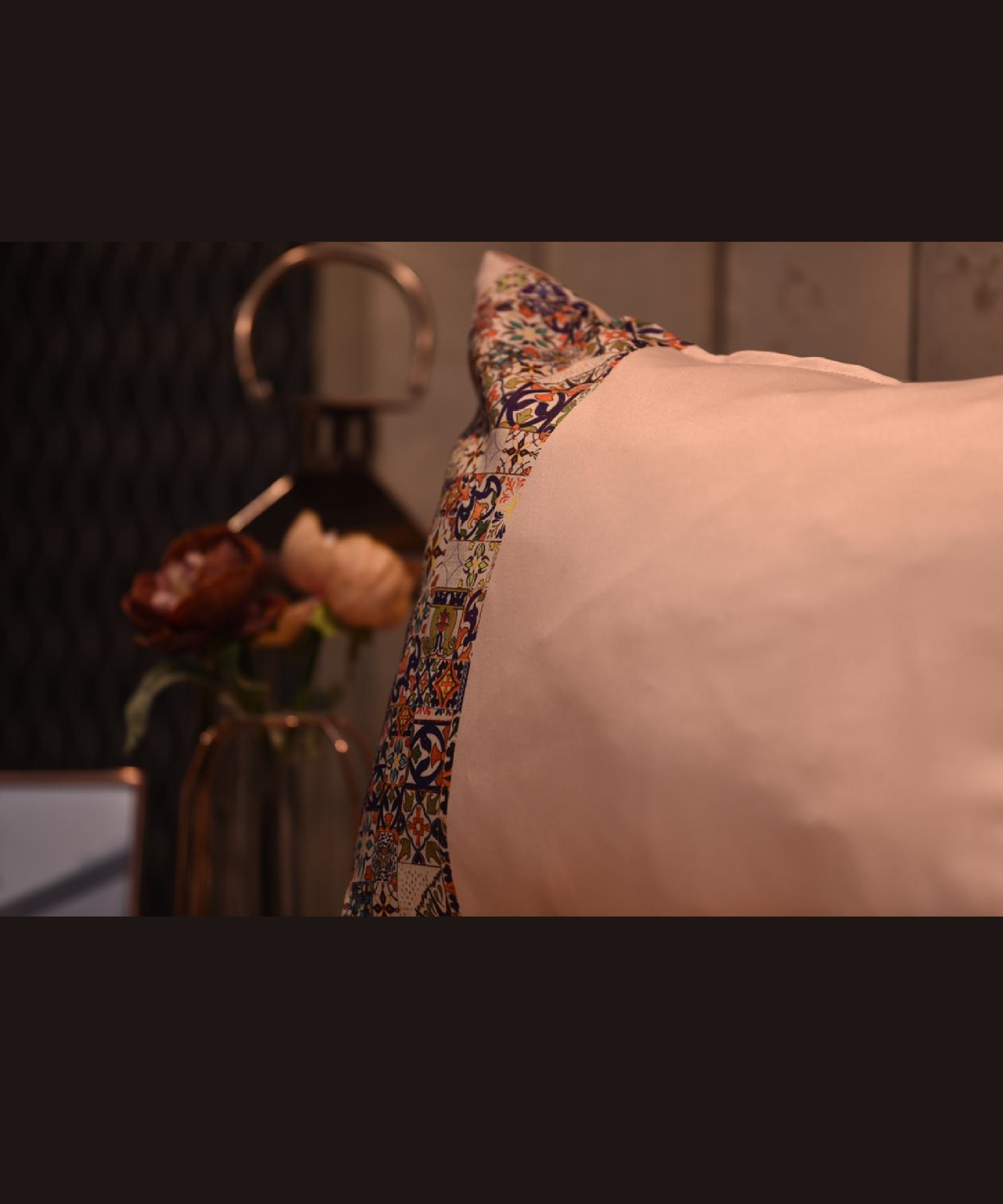 Parure de lit 5 pièces à motif imprimé arabesque