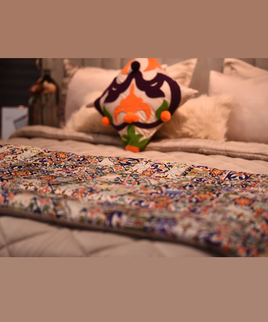 Parure de lit 5 pièces à motif imprimé arabesque