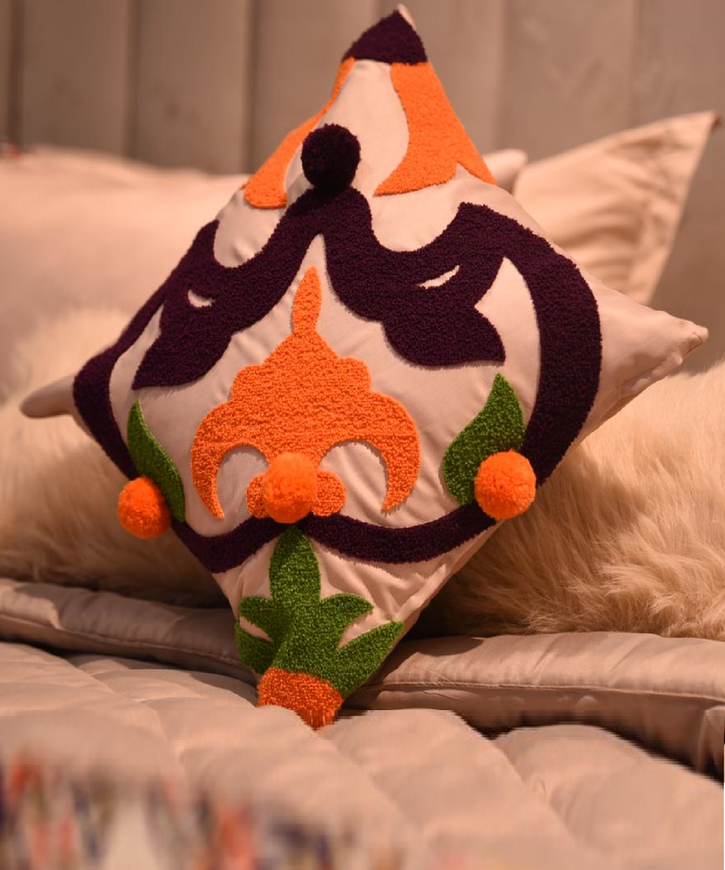 Parure de lit 5 pièces à motif imprimé arabesque