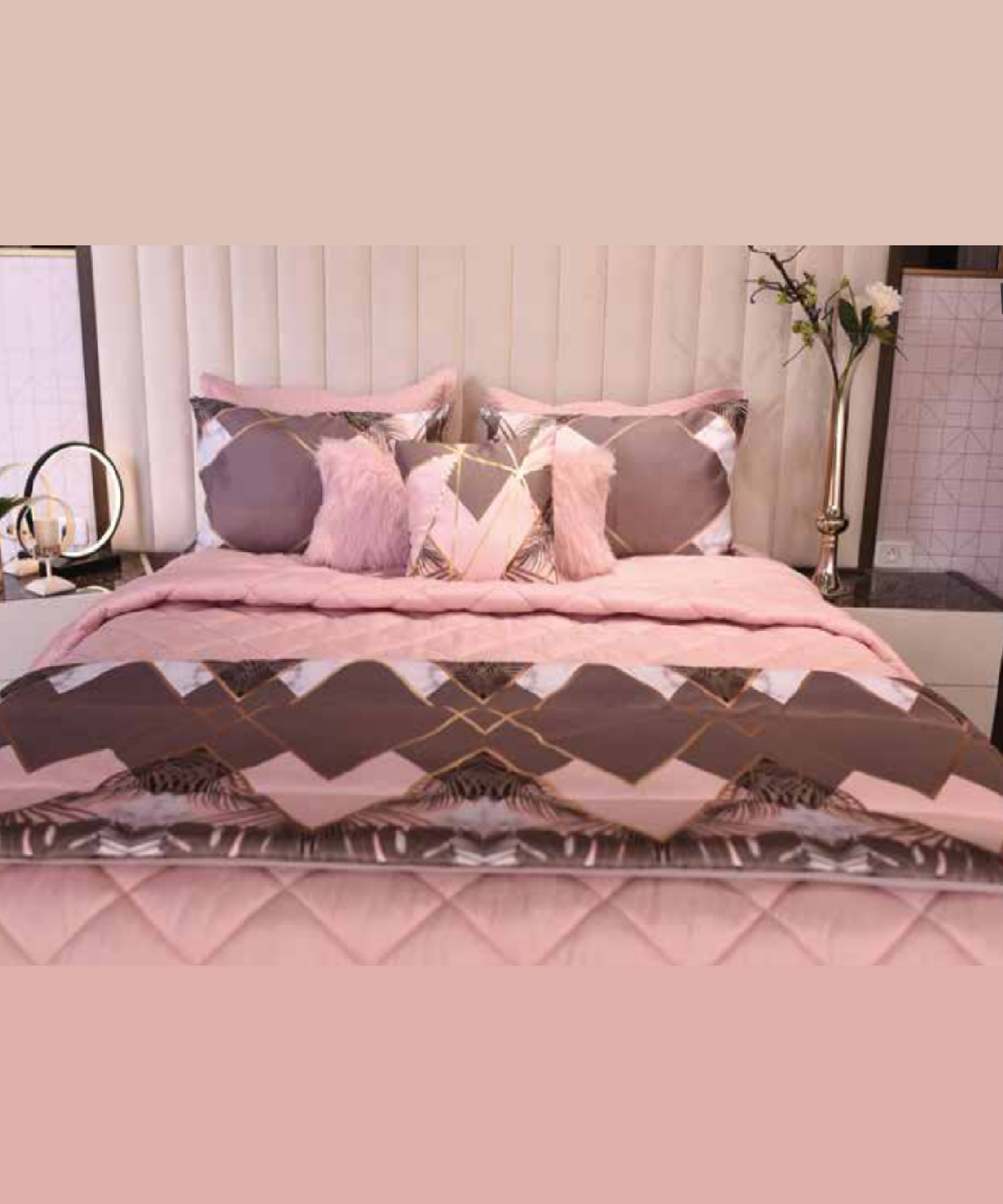 Parure de lit 5 pièces à motif imprimé Marbré