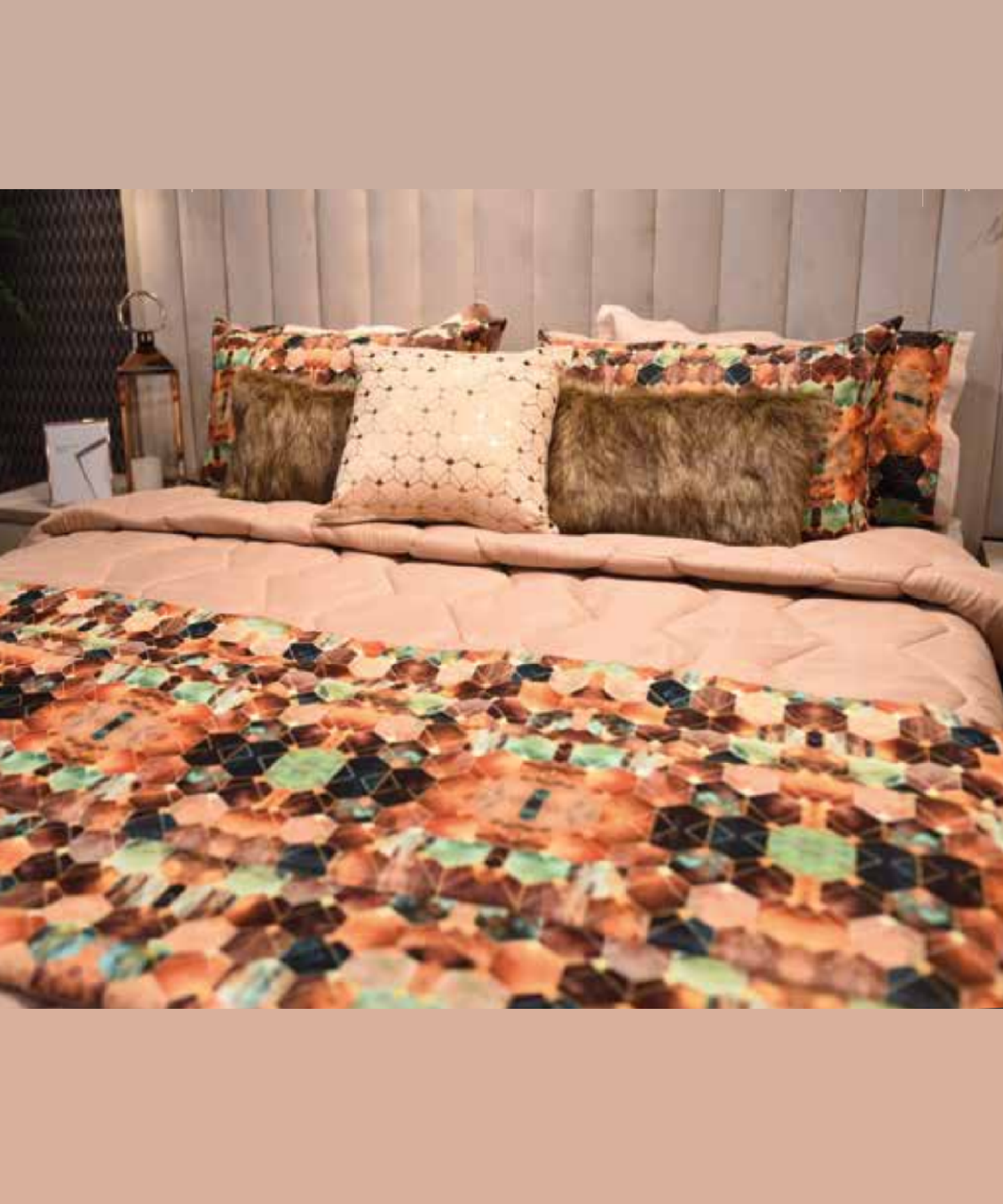 Parure de lit 5 pièces à motif imprimé Géométrique