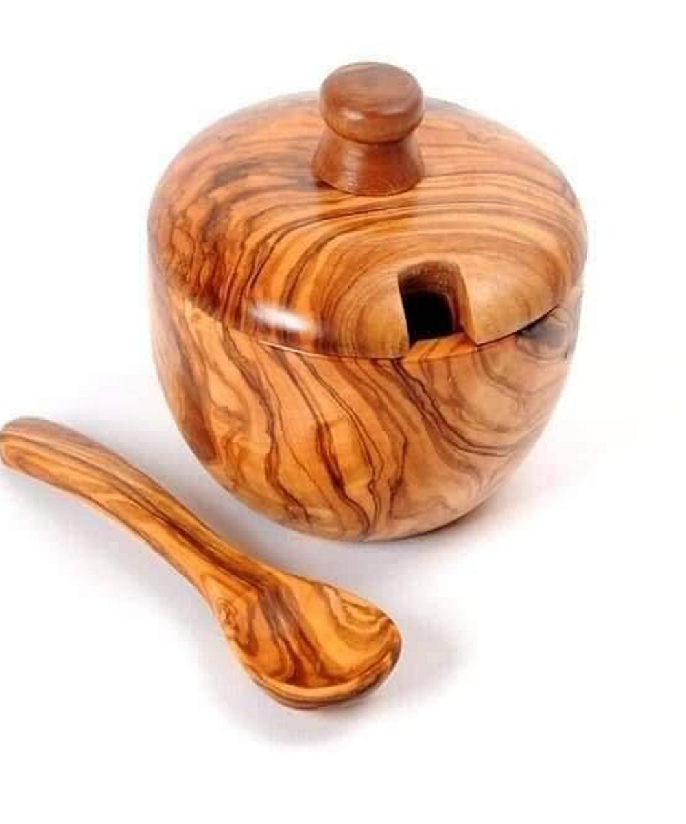 Pot avec cuillère en Bois d'olivier