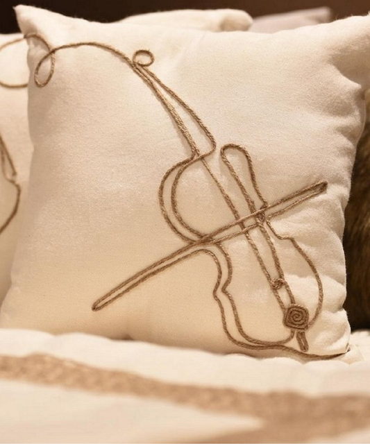 Housse de coussin HAYEK brodé Guitare.