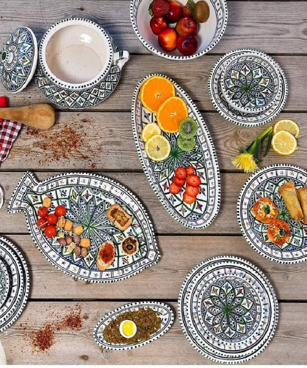 Service traditionnel tunisien - 20 pièces en céramique