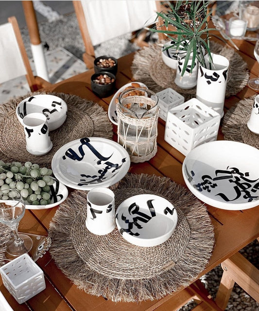 Service de table 20 pièces lettres Arabes en céramique